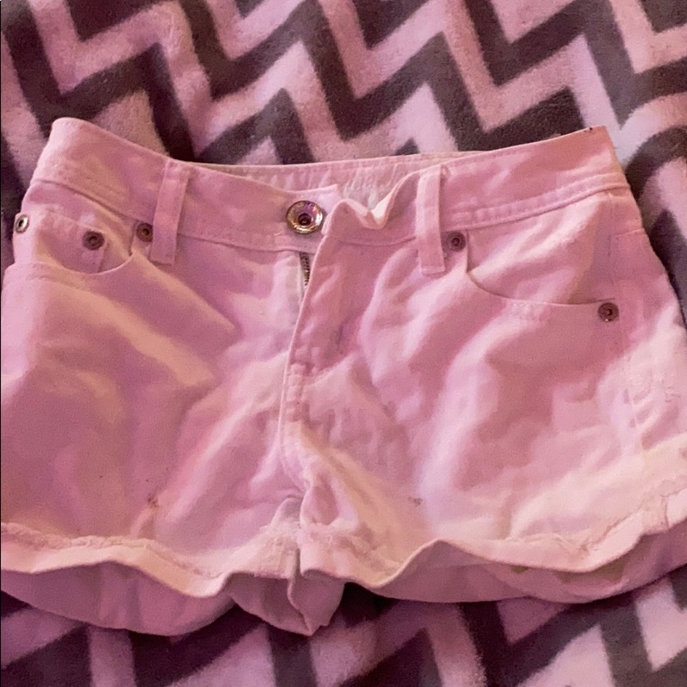 white denim shorts